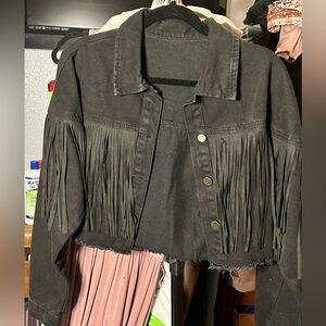 Black Jean jacket w black fringe